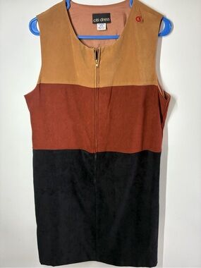 Citi Dress Vintage Colorblock Midi Dress in Tan, Rust & Black